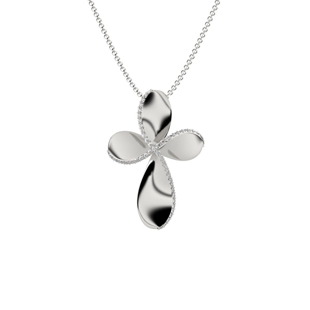 Collana con croce di Nardelli in oro bianco con diamanti PE1983