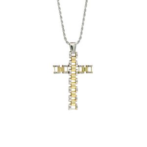 Collana con croce in argento 925 bicolore
