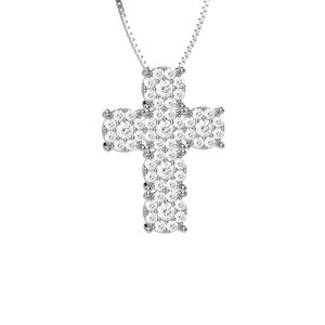 Catenina con Ciondolo Croce Nardelli in Oro Bianco e Pavé di Diamanti - Fede e Luminosità Made in Italy EL1029