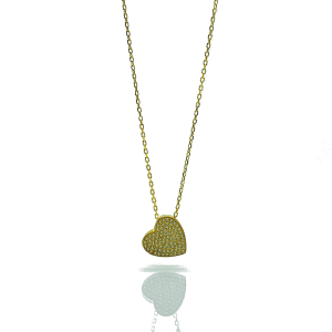 Collana con Ciondolo Cuore Zirconi Bianchi in Argento 925