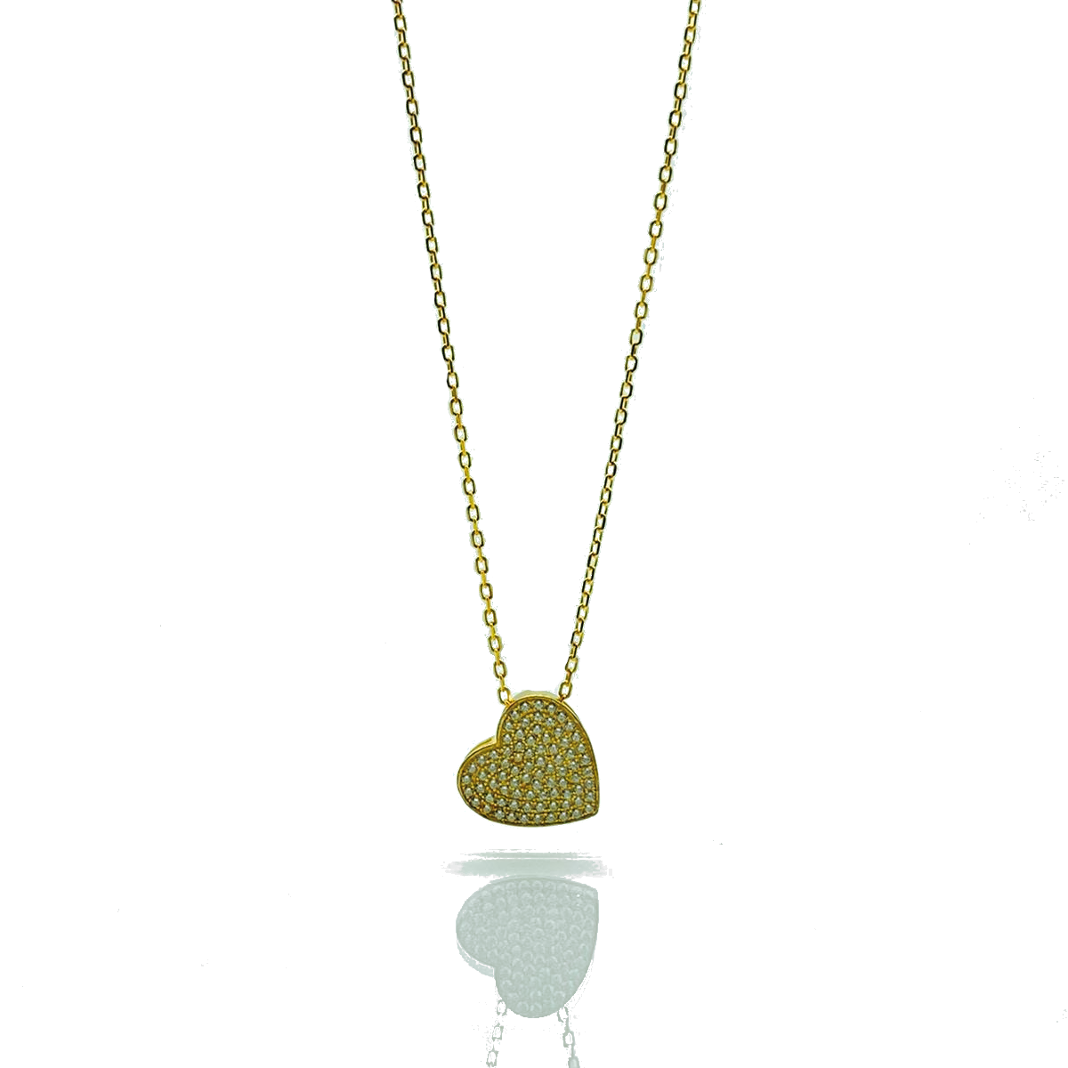 Collana con Ciondolo Cuore Zirconi Bianchi in Argento 925