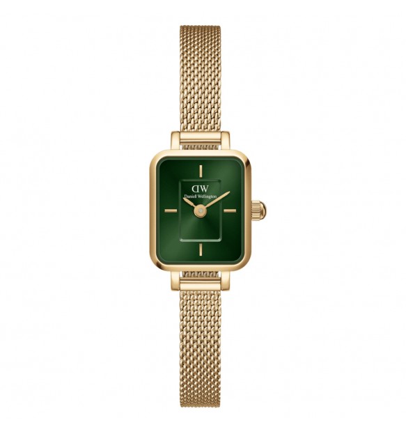 Orologio Daniel Wellington DW00100653 Donna Quadro Mini Oro, Quadrante Verde Smeraldo e Cinturino in Maglia Mesh