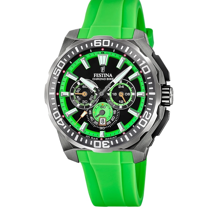 Orologio Festina Chrono Bike F20725/3 Uomo | Quadrante Nero con Dettagli Verde Fluorescente | Movimento Cronografo al Quarzo – Stile Sportivo e Funzionale