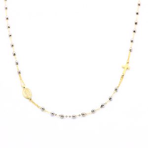 Girocollo Rosario Oro Bicolore 18 Carati Pallini Lisci MM. 2.5
