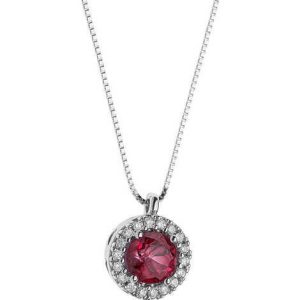 Collana Comete Donna Oro Bianco 18kt Rubino e Pavé di Diamanti - Girocollo Elegante e Prezioso
