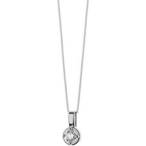 Collana Comete Donna Oro Bianco 18kt con Diamante Taglio Brillante - Girocollo Punto Luce Elegante