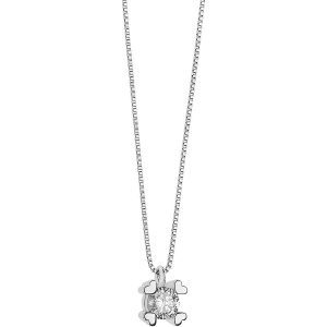 Collana Comete Donna Oro Bianco 18kt con Diamante Taglio Brillante - Girocollo Elegante e Prezioso