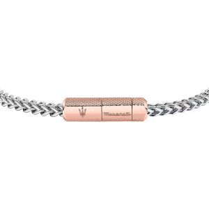 Bracciale Uomo Maserati Jewels Acciaio Argento e Oro Rosé Maglia Spiga