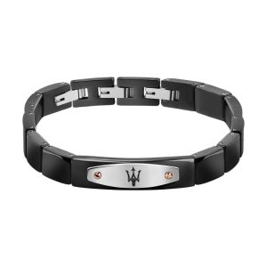 Bracciale Uomo Maserati Jewels Acciaio Nero e Argento Tridente Rosé