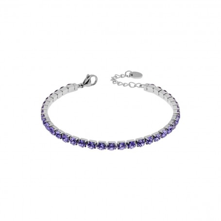 Bracciale Liu Jo LJ2422 Tennis Zirconi Tondi Viola Silver | Cristalli Ametista Classici