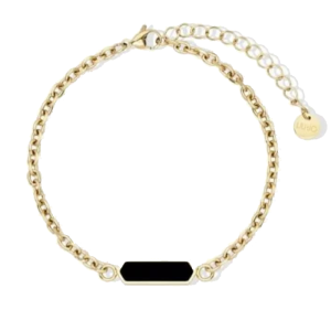 Bracciale Liu Jo Catena Dorata con Inserto Nero Lucido - Gioiello Elegante e Minimalista