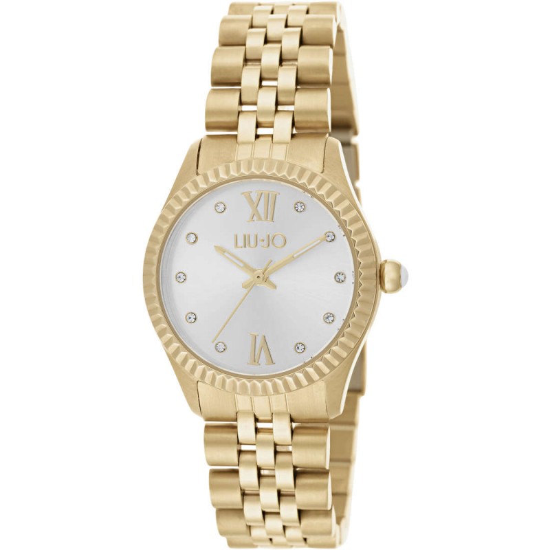 Orologio Liu Jo TLJ1137 Donna, Total Gold, Lunetta Zigrinata, Quadrante Silver con Cristalli