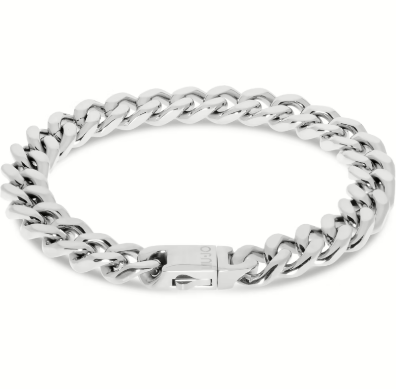 Bracciale Liu Jo MLJ434 Uomo Catena Grosse | Maglia Cubana Silver Acciaio | Gioiello Maschile Moderno