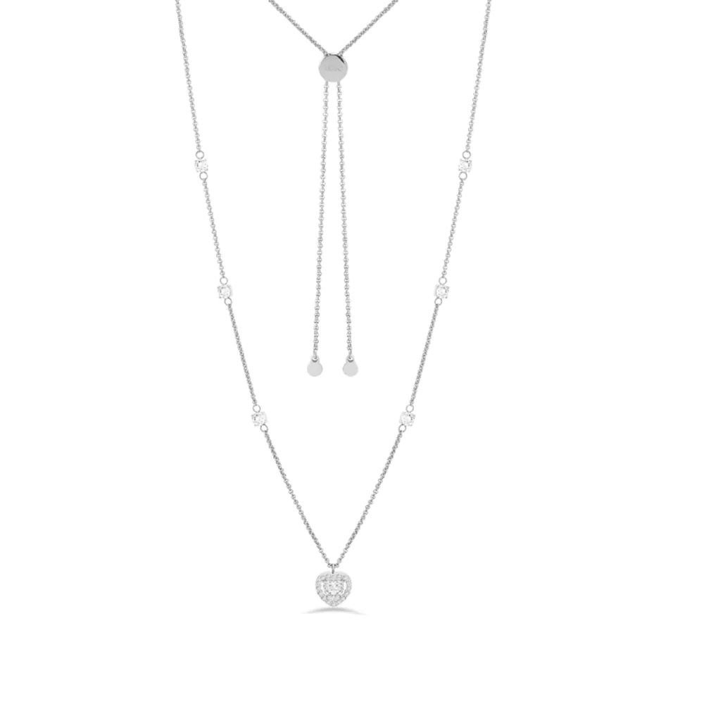 Elegante Collana Lunga Donna Liu Jo in Acciaio con Zircone a Cuore - Gioiello Romantico e Luminoso