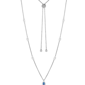 Collana Donna Lunga Liu Jo in Acciaio con Pendente a Goccia di Cristalli - Gioiello Luminoso e Romantico