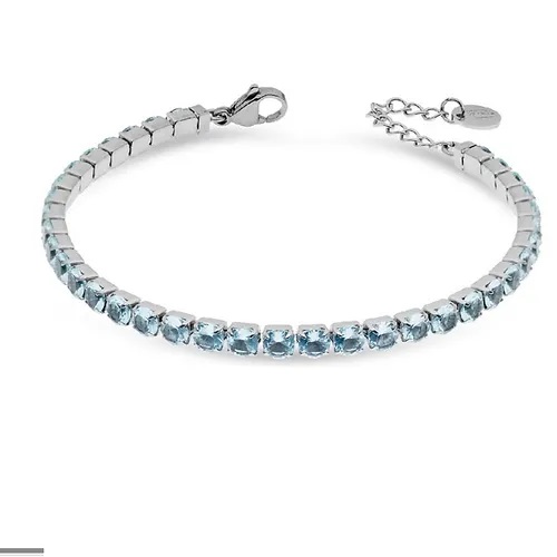 Bracciale Liu Jo LJ2426 Tennis Zirconi Quadrati Azzurri Silver | Cristalli Acquamarina Donna