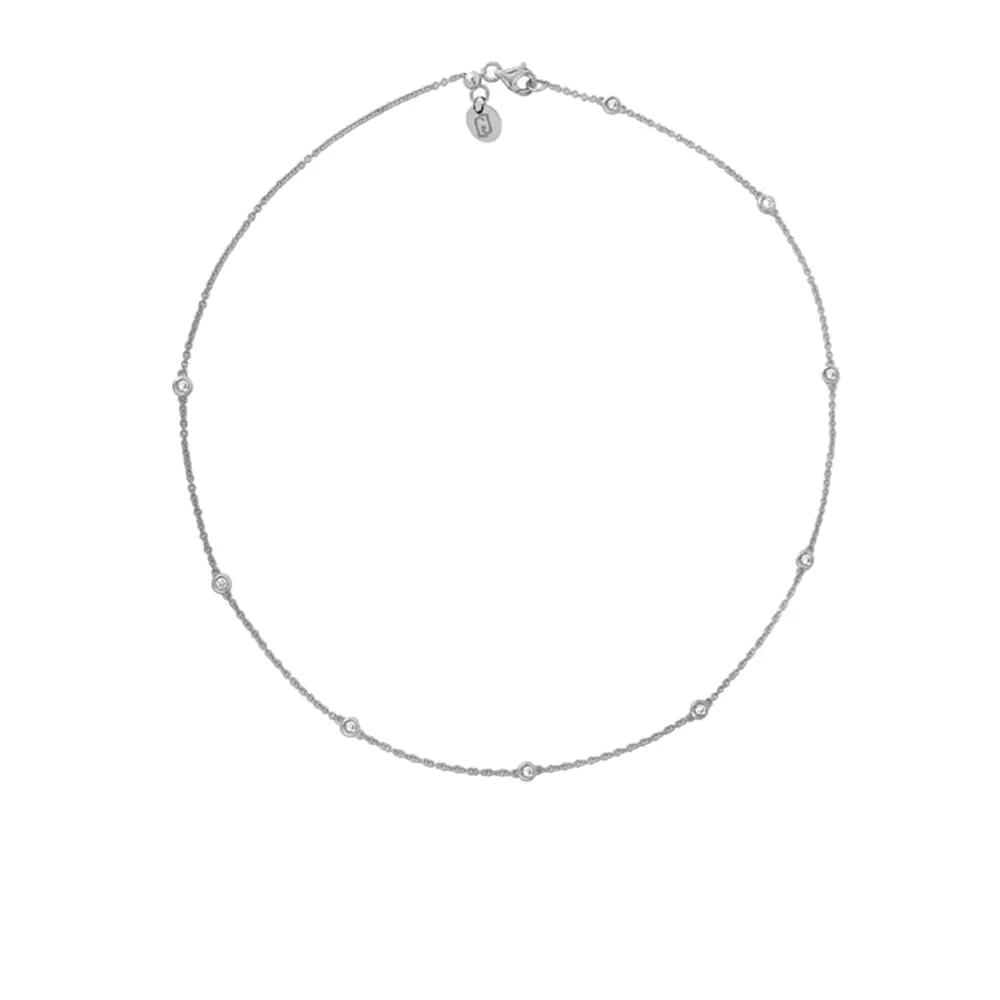 Collana Liu Jo LJ2469 Girocollo Punti Luce Zirconi Silver | Gioiello Donna Minimal Acciaio