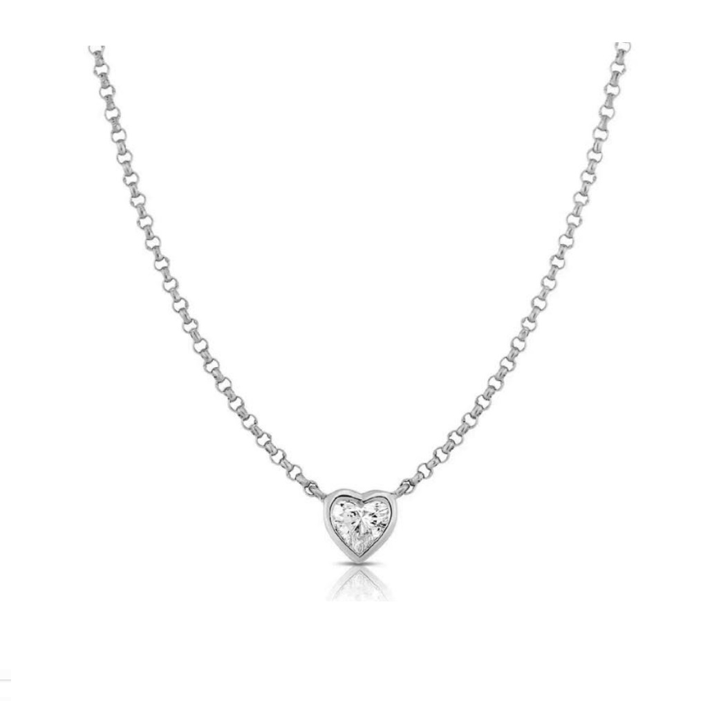 Collana Liu Jo LJ2527 Girocollo Cuore Zircone Solitario Silver | Gioiello Donna Romantico Acciaio