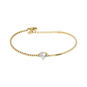 Bracciale Liu Jo LJ2535 Rigido Bangle Cuore Solitario Zircone Gold | Gioiello Donna Ibrido