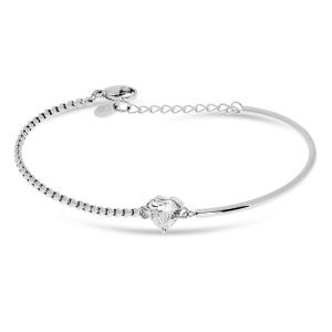 Bracciale Liu Jo LJ2537 Rigido Bangle Cuore Solitario Zircone Silver | Gioiello Donna Ibrido