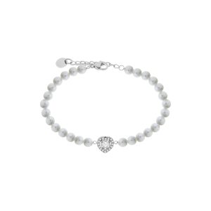 Bracciale Liu Jo LJ2578 Perle Sintetiche Donna con Cuore Pavé Zirconi Silver | Gioiello Elegante