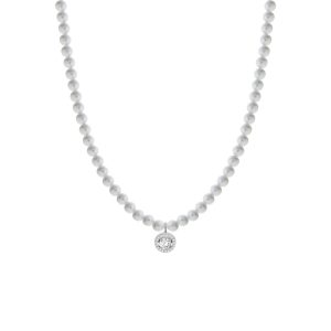 Collana Liu Jo LJ2579 Girocollo Perle Donna con Ciondolo Rotondo Pavé Zirconi Silver | Gioiello Elegante