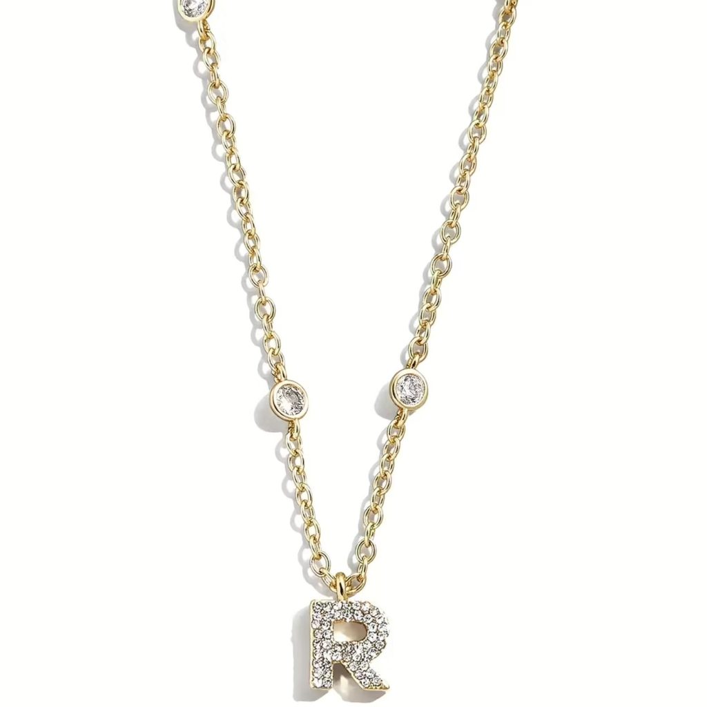 Collana Donna Liu Jo in Acciaio Dorato con Pendente Lettera R Pavé di Cristalli - Personalità e Luminosità