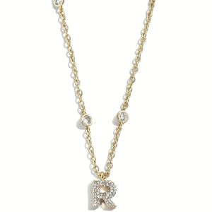 Collana Donna Liu Jo in Acciaio Dorato con Pendente Lettera R Pavé di Cristalli - Personalità e Luminosità