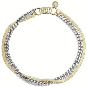 Collana Liu Jo Donna LJ2780 Bicolore | Design Multistrato Maglia Snake e Barbazzale | Choker Trendy – Stile Audace e Contemporaneo