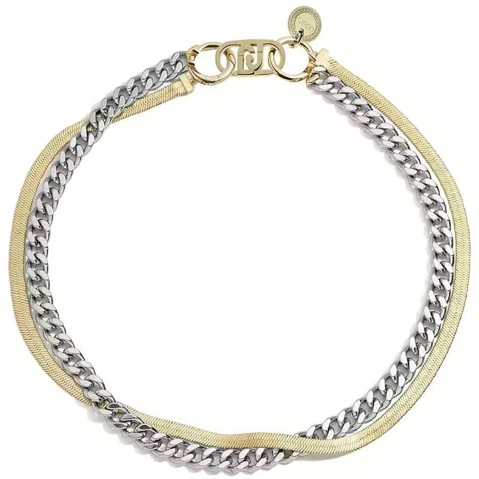 Collana Liu Jo Donna LJ2780 Bicolore | Design Multistrato Maglia Snake e Barbazzale | Choker Trendy – Stile Audace e Contemporaneo