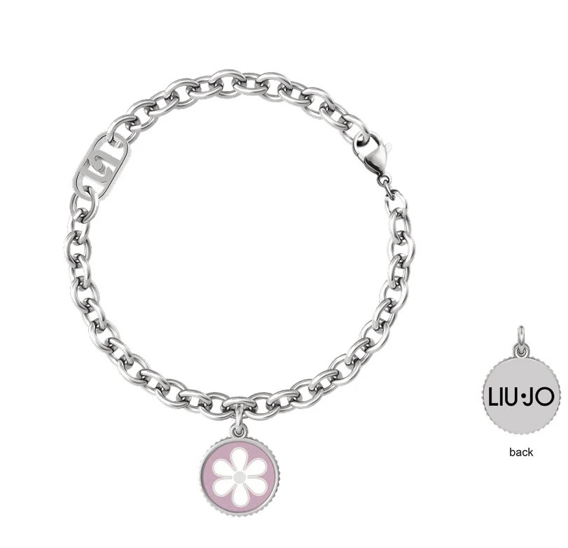 Bracciale Liu Jo Donna LJ3104 con Charm Fiore Rosa | Acciaio Silver | Stile Moderno e Femminile – Eleva il Tuo Look con un Tocco di Colore e Glamour