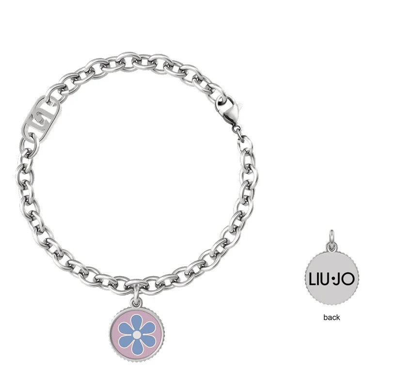 Bracciale Liu Jo Donna LJ3107 con Charm Fiore Rosso e Blu | Acciaio Silver | Stile Moderno e Femminile – Aggiungi un Tocco di Colore Vibrante e Glamour Distintivo al Tuo Look