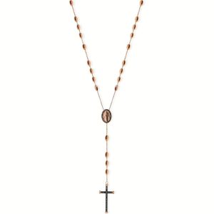 Collana Rosario Liu Jo Oro Rosa con Cristalli Neri e Croce - Gioiello Elegante e Significativo