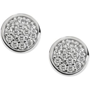 Orecchini Comete Donna Oro Bianco 18kt Pavé di Diamanti Rotondi - Punto Luce Elegante e Lussuoso