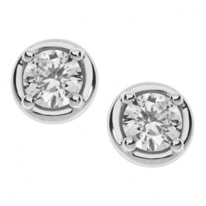 Orecchini Comete Donna Oro Bianco 18kt con Diamante Taglio Brillante - Punto Luce Elegante e Prezioso