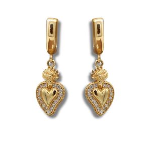 Orecchini donna oro giallo con Cuore Sacro