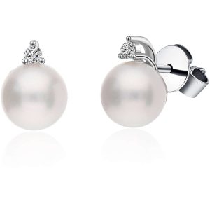 Orecchini Comete in oro bianco con perla e diamante ORP 664