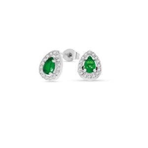 Eleganti Orecchini a Lobo Donna Liu Jo in Acciaio con Cristallo Verde a Goccia
