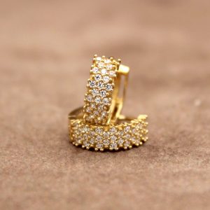 Orecchini donna cerchio in Oro giallo 18 carati con Zirconi