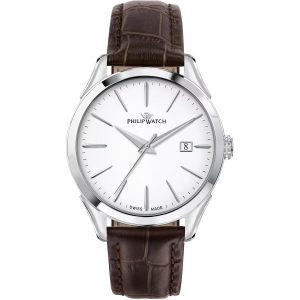 Orologio Uomo Philip Watch Roma Bianco Cinturino Pelle Marrone - Eleganza Classica Swiss Made