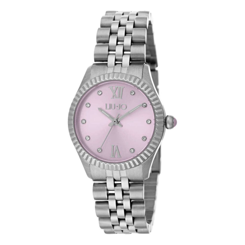 Orologio Liu Jo TLJ1135 Donna, Acciaio Silver, Quadrante Rosa Cipria, Cristalli e Lunetta Zigrinata