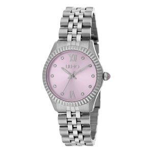Orologio Liu Jo TLJ1135 Donna, Acciaio Silver, Quadrante Rosa Cipria, Cristalli e Lunetta Zigrinata