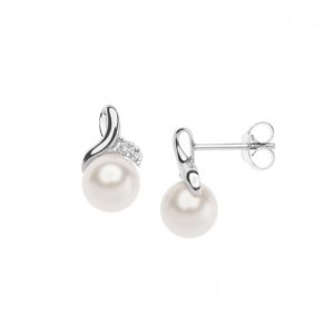 Orecchini Comete Donna Oro 18kt con Perle Bianche e Diamanti - Punto Luce Elegante e Prezioso