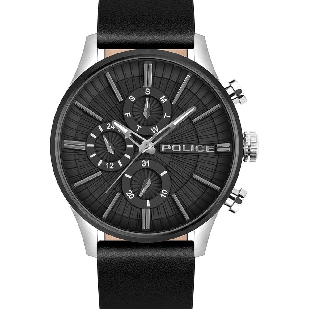 Orologio Uomo Police PEWJF2195040 Cronografo Total Black | Quadrante Multifunzione | Pelle Nera