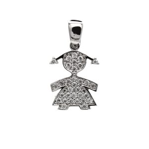 Pendente Bambolina Femminuccia Oro 18 Carati Made in Italy con Pavé 1° misura