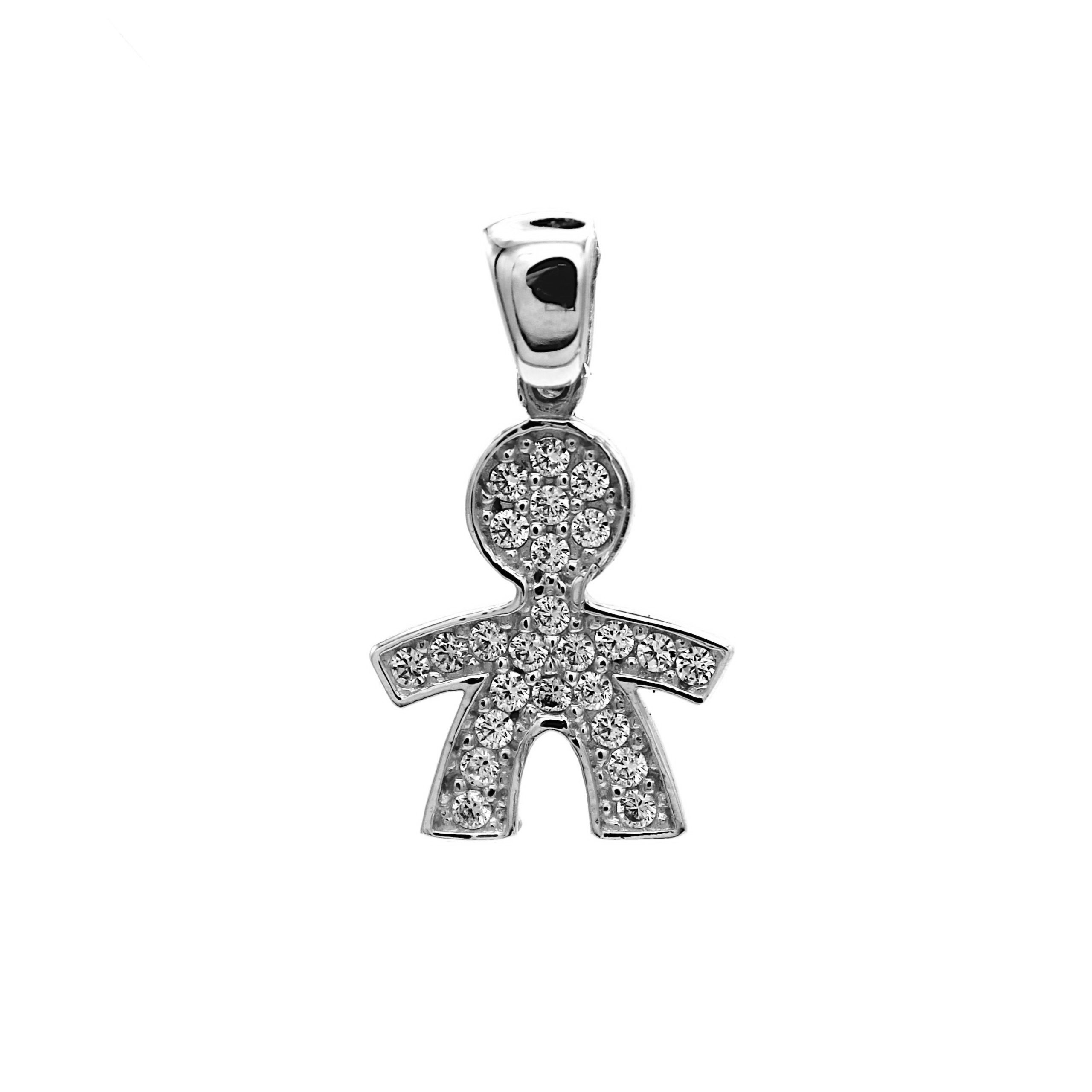 Pendente Bambino Maschietto Oro 18 Carati Made in Italy con Pavé di Zirconi 1° misura - immagine 2