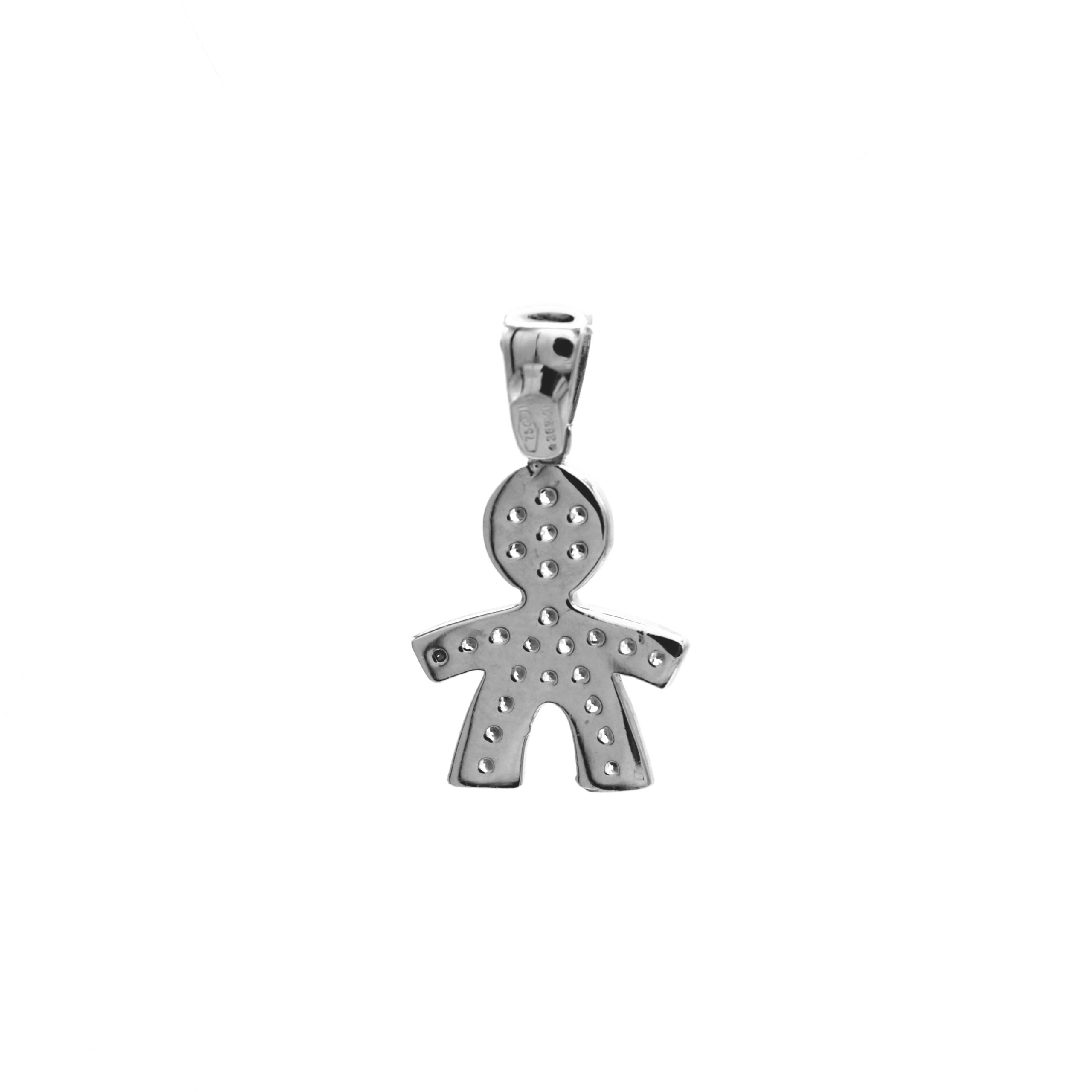 Pendente Bambino Maschietto Oro 18 Carati Made in Italy con Pavé di Zirconi 1° misura - immagine 3