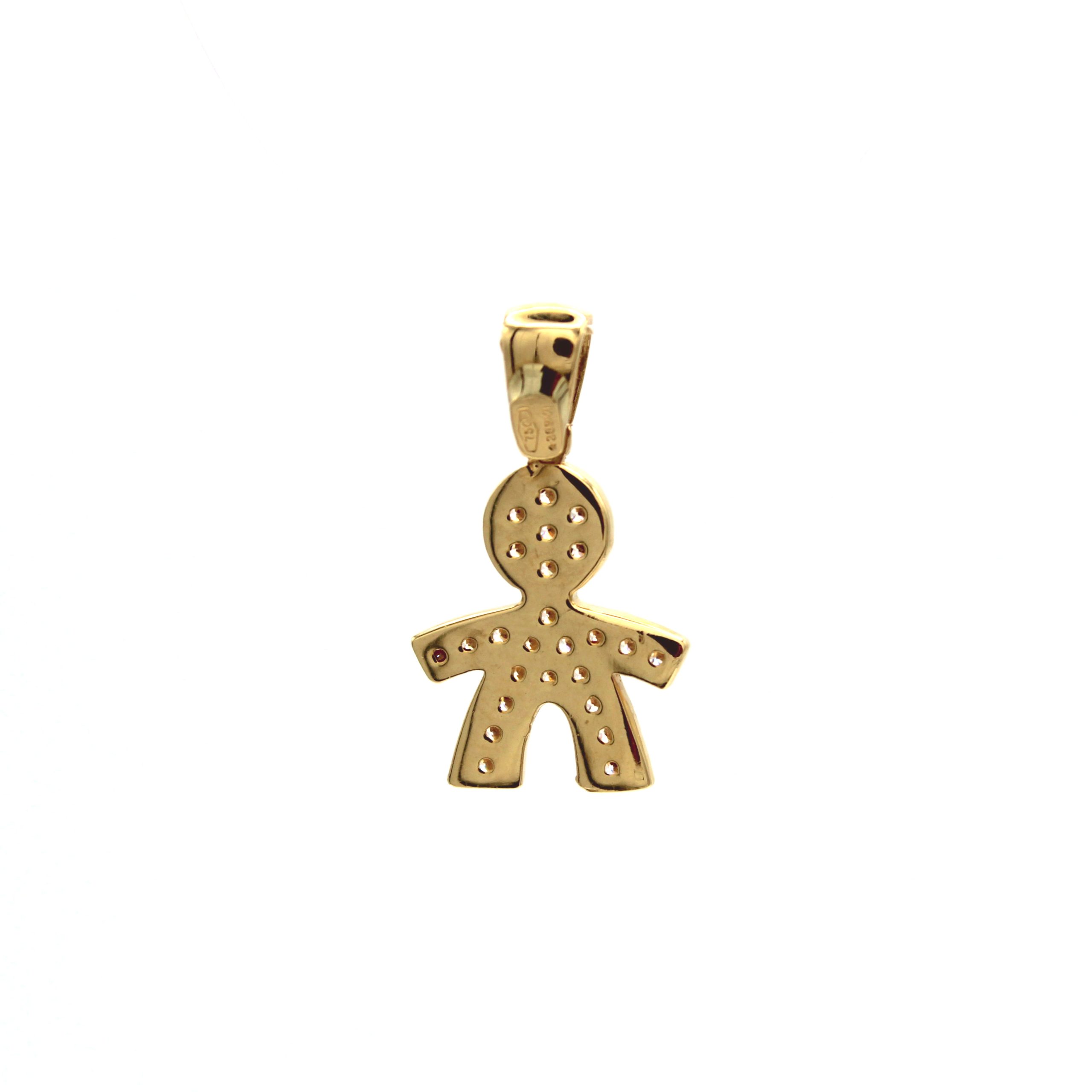 Pendente Bambino Maschietto Oro 18 Carati Made in Italy con Pavé di Zirconi 1° misura - immagine 4