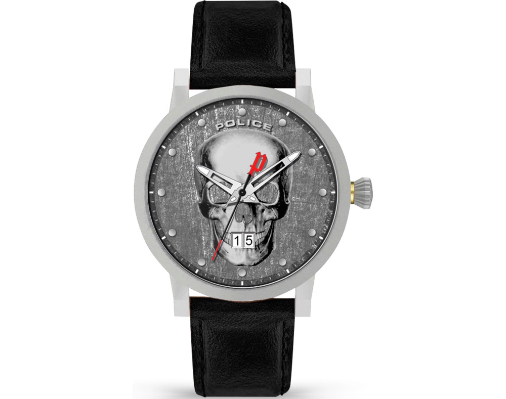 Orologio Uomo Police PL15404JS.57 Teschio e Data | Quadrante Grigio Effetto Metallo