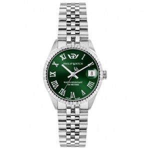 Orologio Donna Philip Watch Caribe Acciaio Verde Smeraldo Data Swiss Made